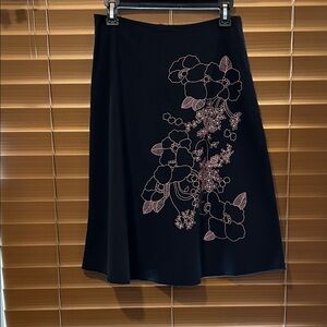 One A Black Skirt with Pink Floral Design